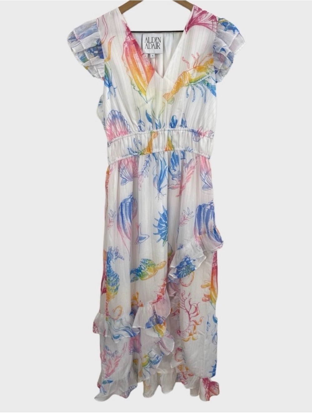 Alden Adair White Multi-Color Floral Maxi Dress